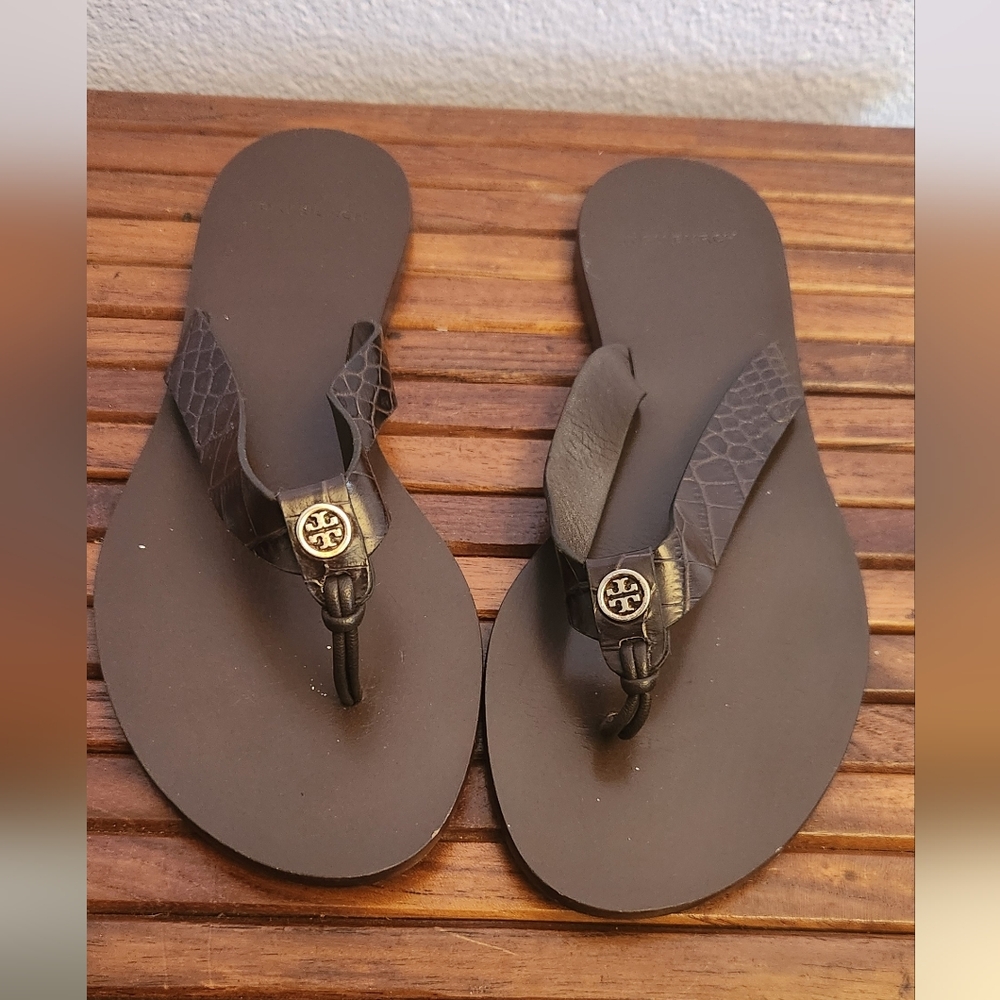 Tory Burch Brown Leather Sandals - Picture 2 of 7
